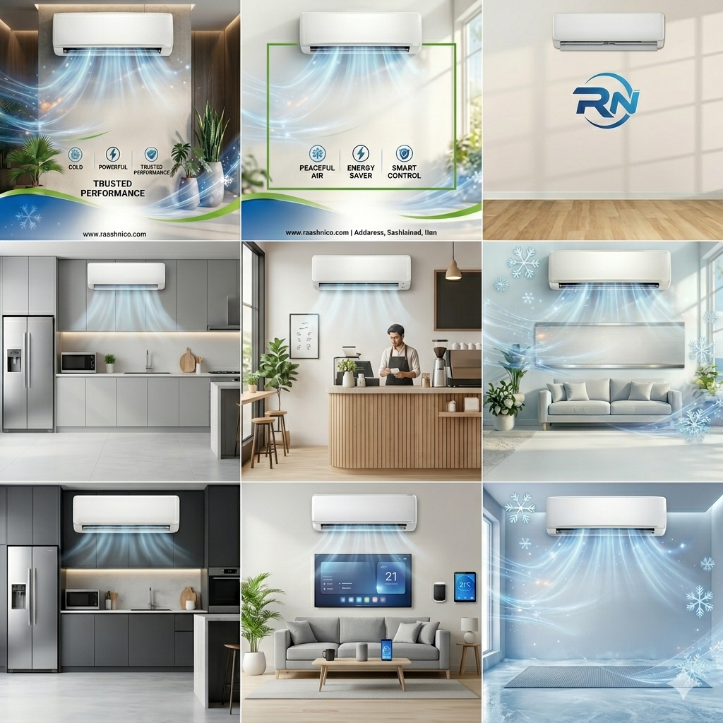 modern split air conditioner cooling a clean bright living room